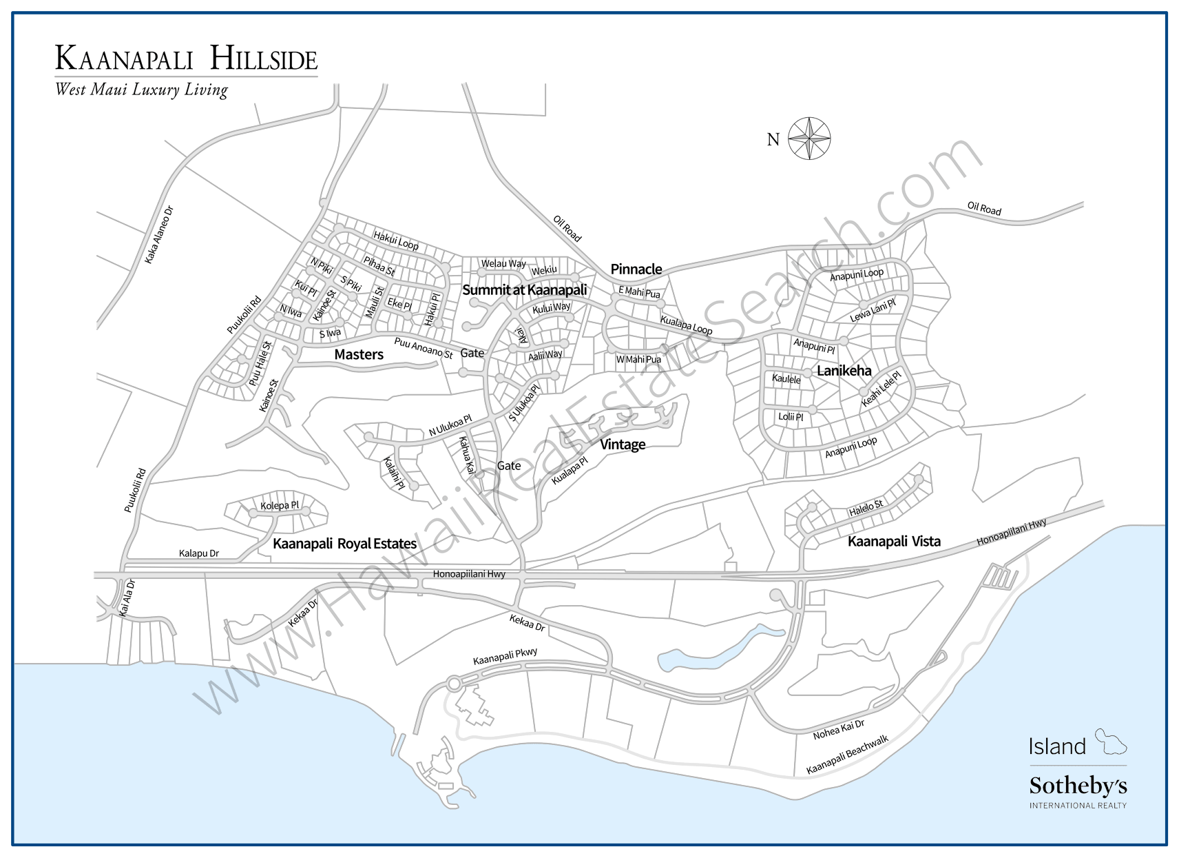 Kaanapali Hillside Area Map Updated